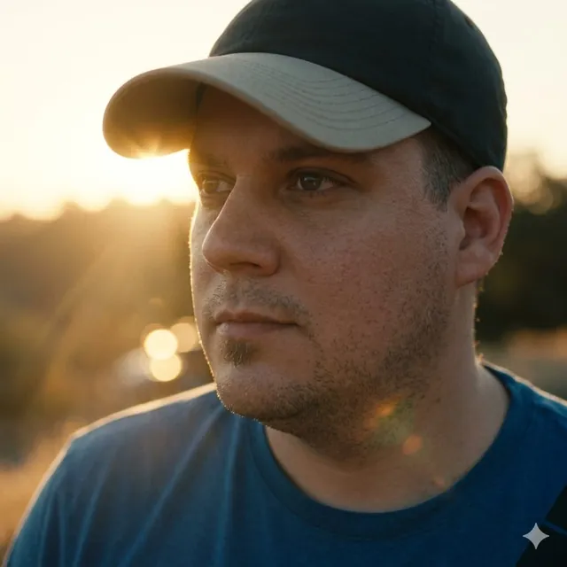 Thorsten Janßen, Gründer von MeineArztsuche, mit Schirmmütze im Abendlicht in der Natur